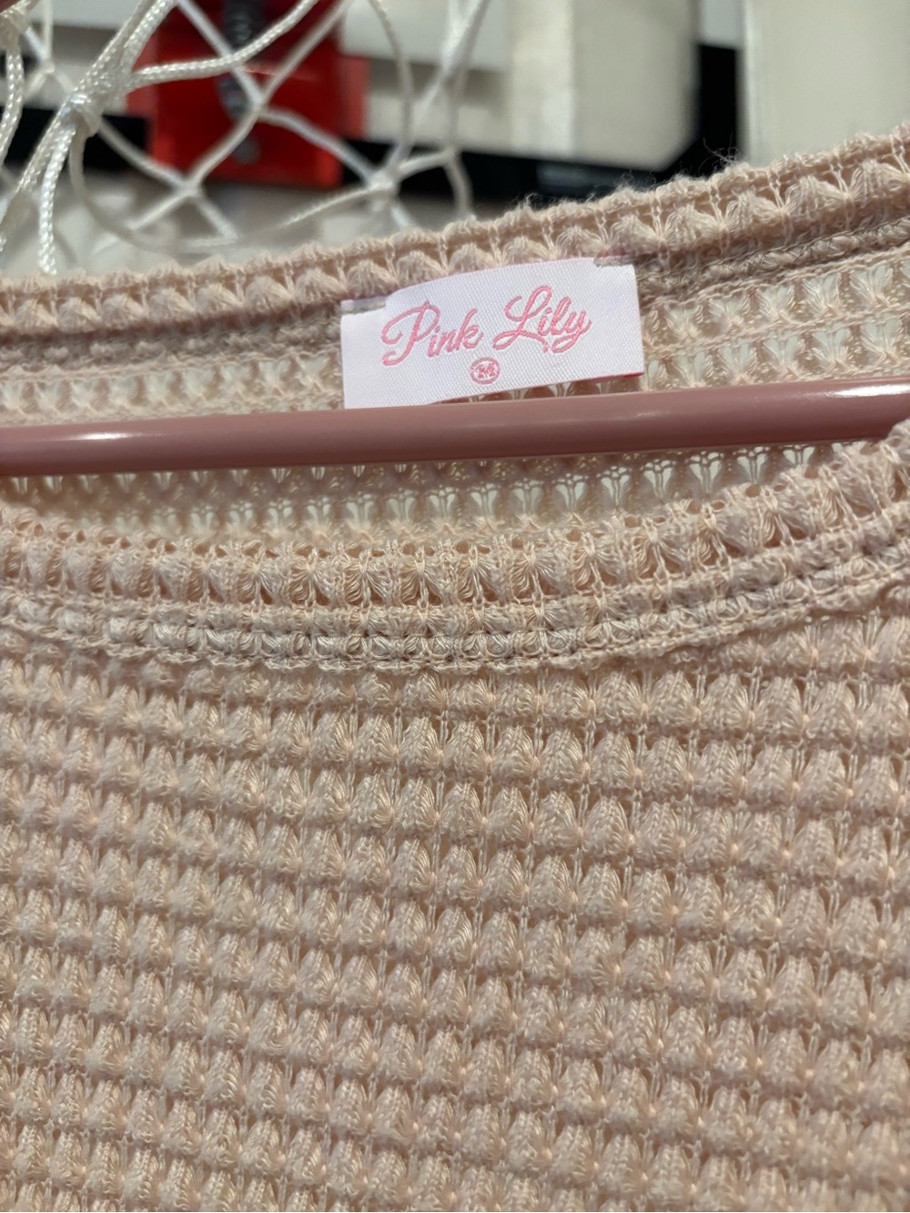 Pink Lily Beige Knit Ruffle-Hem Sweater - Picture 3 of 3